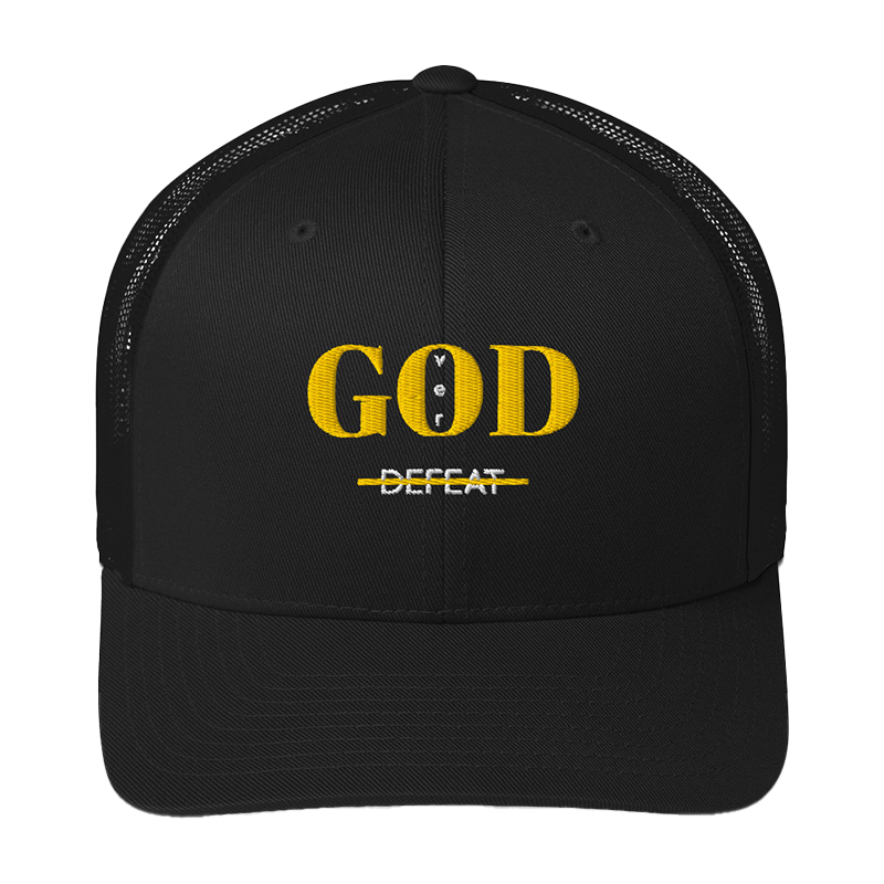God Over Defeat Trucker Hat "Black & Gold"