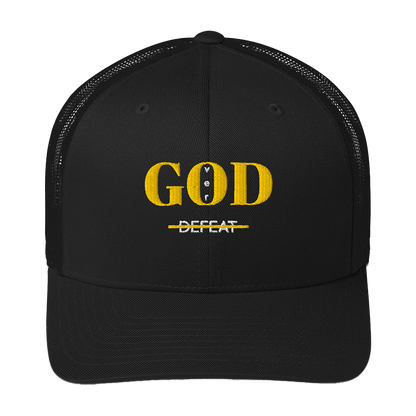 God Over Defeat Trucker Hat "Black & Gold"