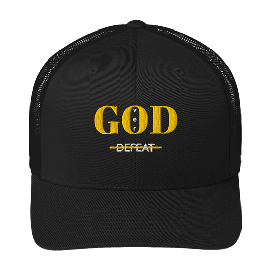 God Over Defeat Trucker Hat "Black & Gold"
